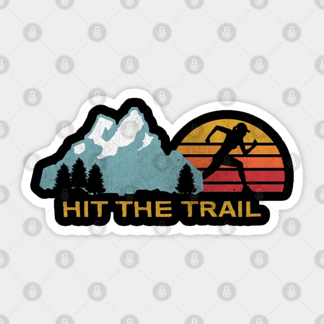 Retro Vintage Hit The Trail Running Illustration Sticker by StreetDesigns